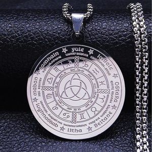 Witch Necklace, Wheel Of The Year Necklace, Pagan Astrology Necklace